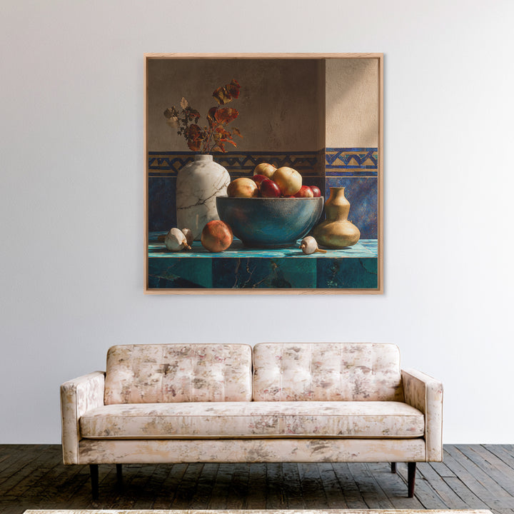 Marble Fruit Still Life Framed Canvas Print, Italian Villa Art, Bedroom Wall Art, Living Room Decor, Fine Art, Villa, IVA-1x1-47