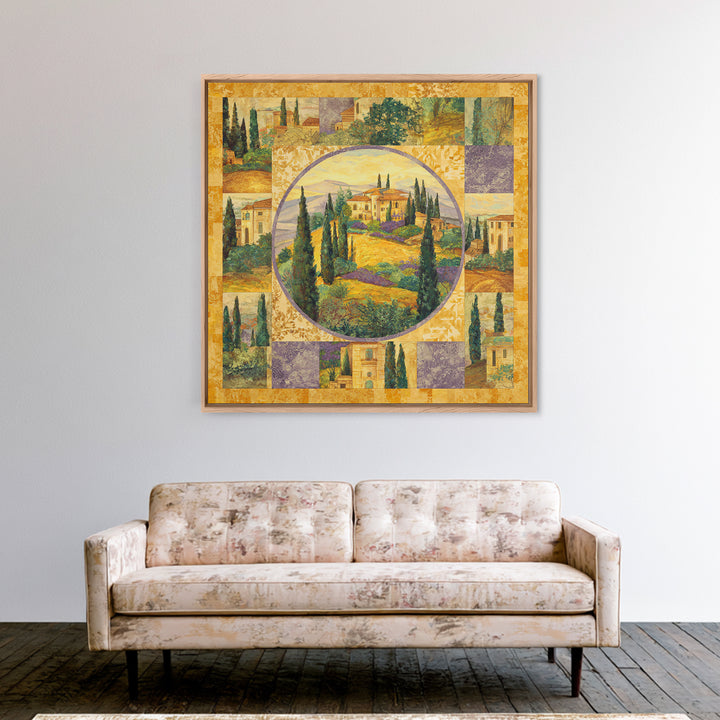 Tuscan Hillside with Cypress Trees and Golden Canvas Print, Italian Villa Art, Living Room Art, Living Room Decor, Villa, IVA-1x1-49