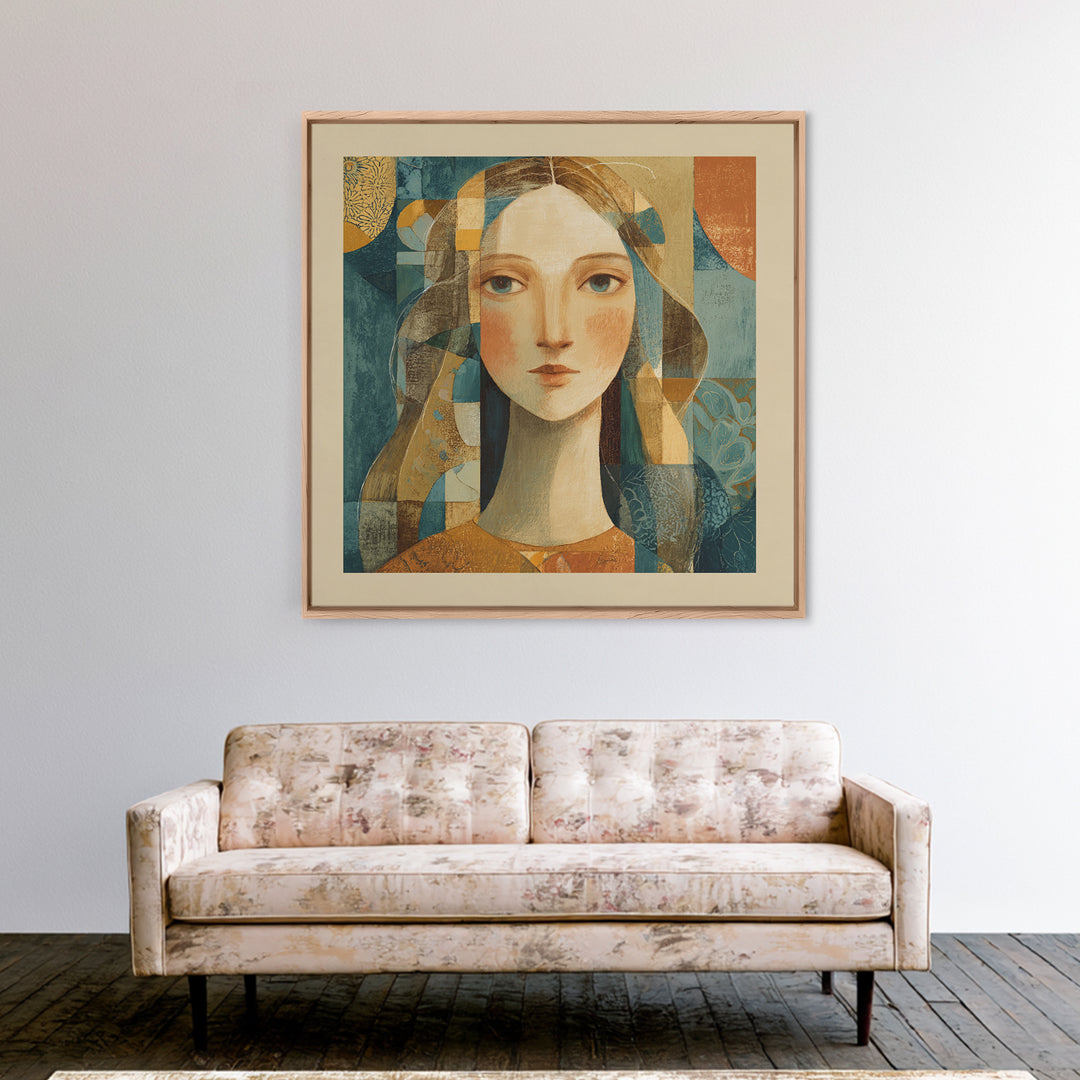Renaissance Inspired Portrait with Modern Softness Canvas Print, Italian Villa Art, Landscape Painting, Living Room Decor, IVA-1x1-66