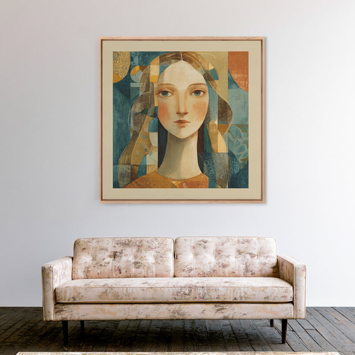 Renaissance Inspired Portrait with Modern Softness Canvas Print, Italian Villa Art, Landscape Painting, Living Room Decor, IVA-1x1-66