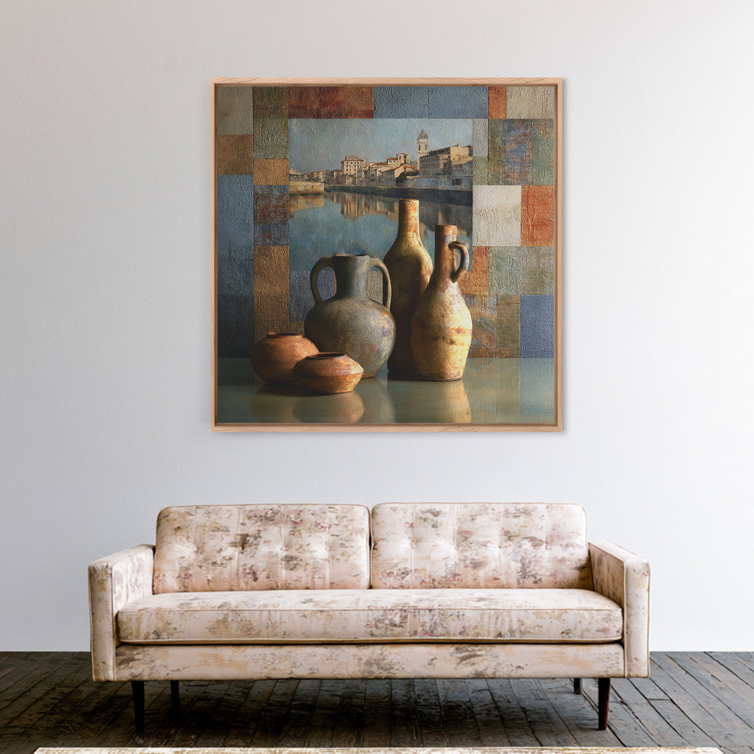 Venetian Canal Reflection Without City Crowd Canvas Print, Italian Villa Art, Gallery Wall Set, Living Room Decor, Villa, IVA-1x1-68