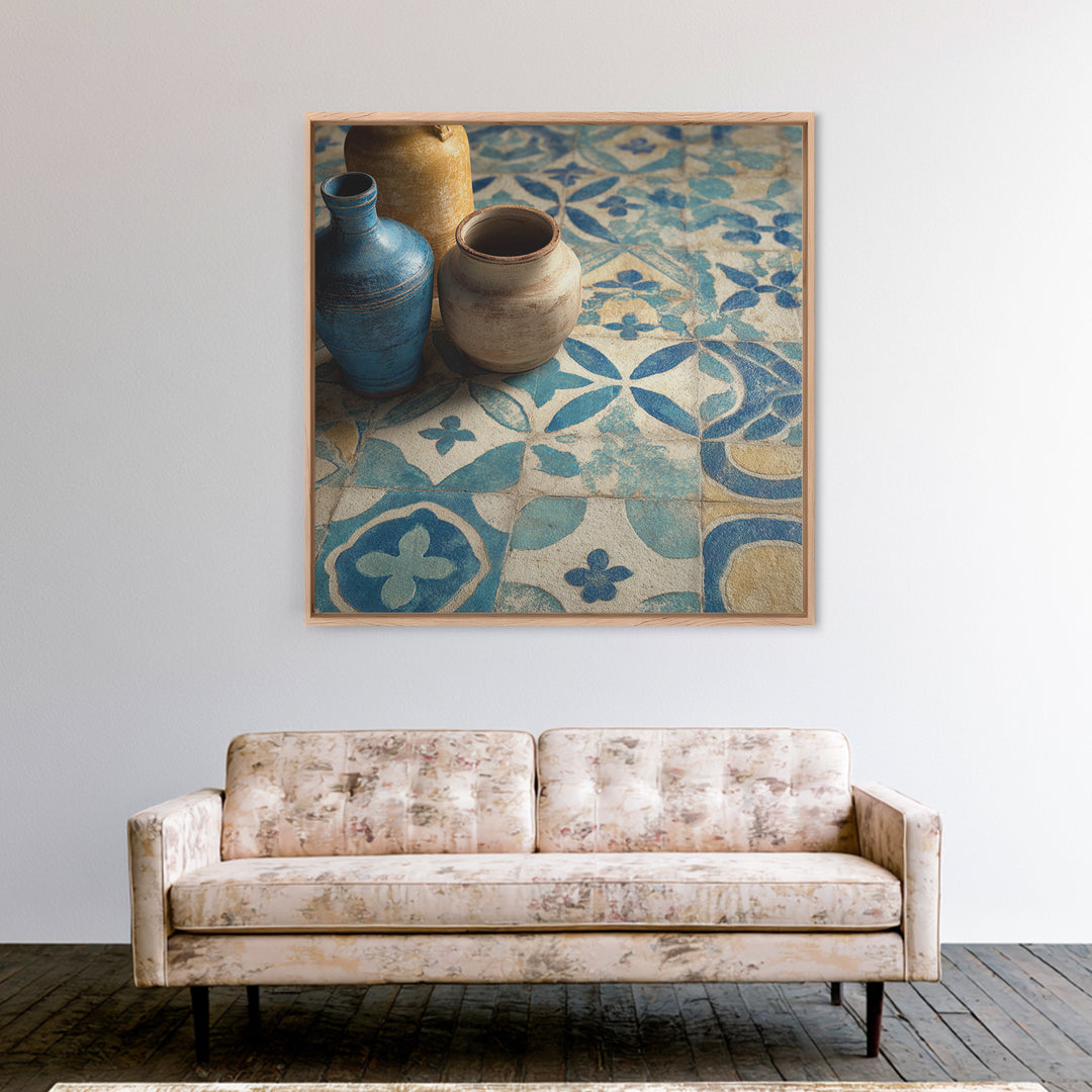 Florentine Floral Ornament Pattern Canvas Print, Italian Villa Art, Neutral Wall Art, Living Room Decor, Fine Art, Villa, IVA-1x1-82