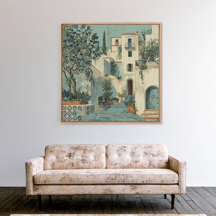Amalfi Coast Cliffs Canvas Print, Italian Villa Art, Neutral Wall Art, Living Room Decor, Fine Art, Villa, Statement Artwork, IVA-1x1-85