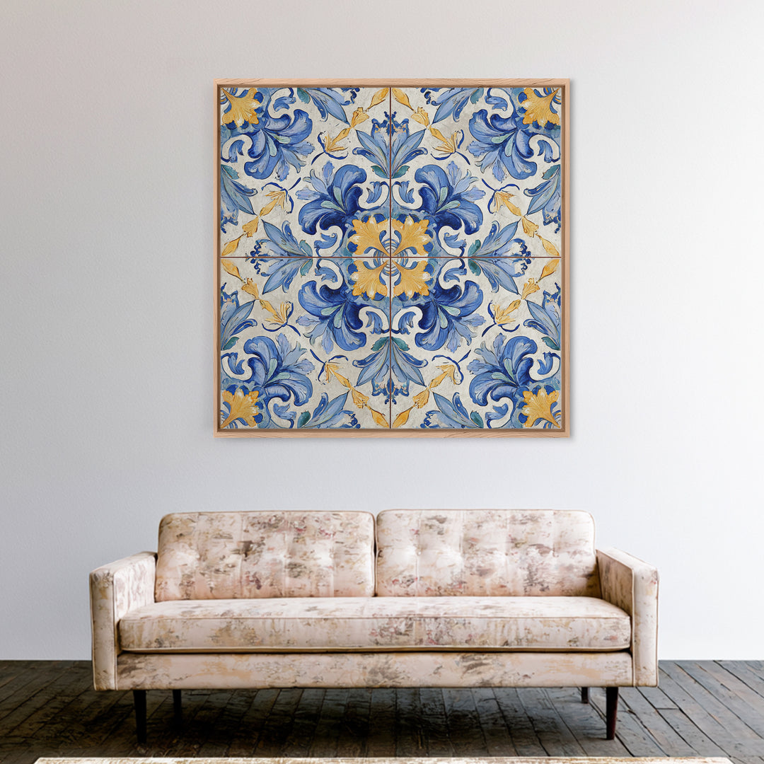 Italian Tile Pattern Canvas Print, Italian Villa Art, Rustic Home Decor, Living Room Decor, Fine Art, Villa, Boho Decor, IVA-1x1-89