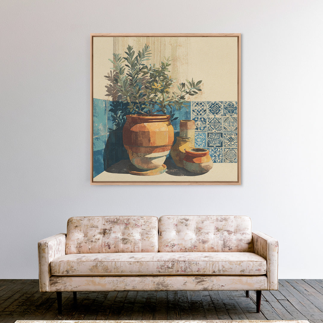 Terra Cotta Pot Canvas Print, Italian Villa Art, Living Room Art, Living Room Decor, Villa, Neutral Decor, Modern Decor, IVA-1x1-94