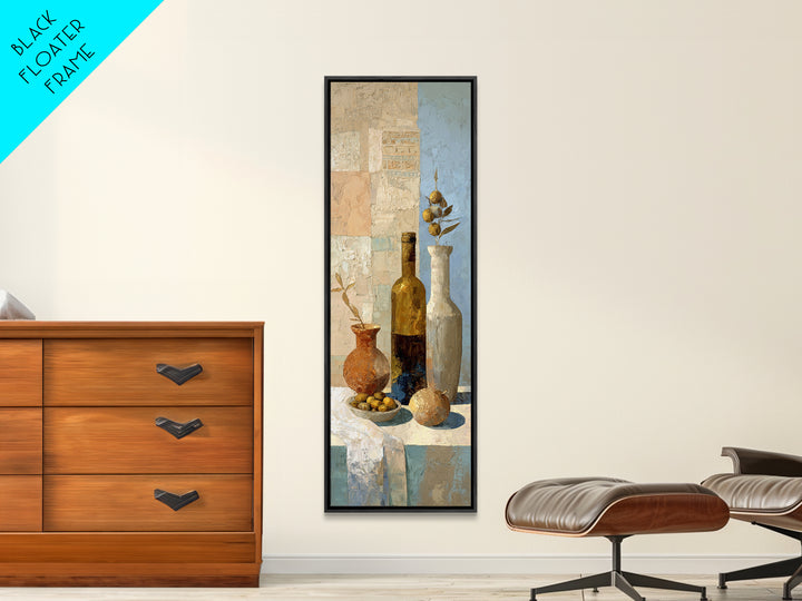 White Wine and Olives Still Life Canvas Print, Italian Villa Art, Wall Art Prints, Living Room Decor, Fine Art, Villa, IVA-1x3-100