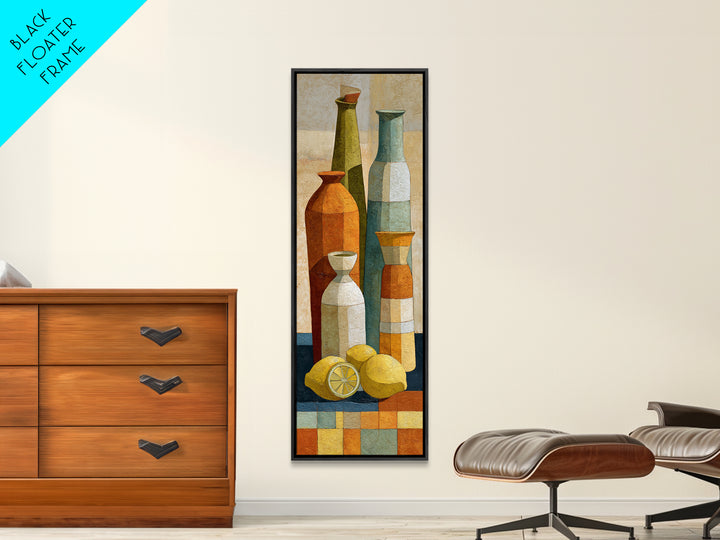 Coastal Lemons and Striped Cloth Arrangement Canvas Print, Italian Villa Art, Coastal Wall Decor, Living Room Decor, IVA-1x3-12