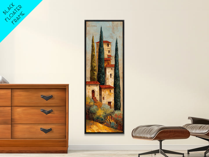 Tuscan Hillside with Cypress Trees and Golden Canvas Print, Italian Villa Art, Living Room Art, Living Room Decor, Villa, IVA-1x3-13