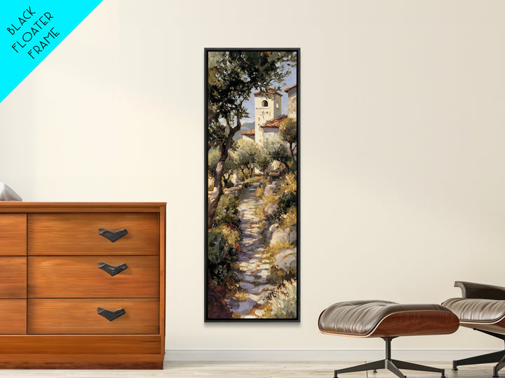 Olive Grove Path Framed Canvas Print, Italian Villa Art, Landscape Print, Living Room Decor, Abstract Art, Villa, IVA-1x3-15