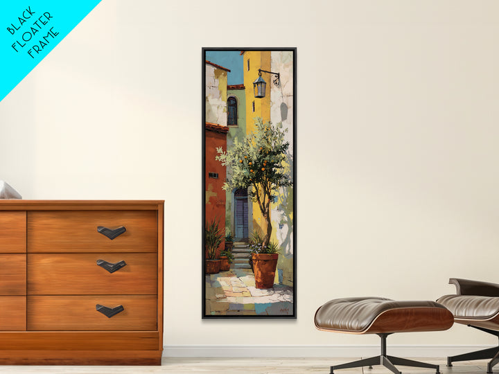 Orange Tree in a Courtyard Planter Canvas Print, Italian Villa Art, Coastal Decor, Living Room Decor, Fine Art, Villa, IVA-1x3-2