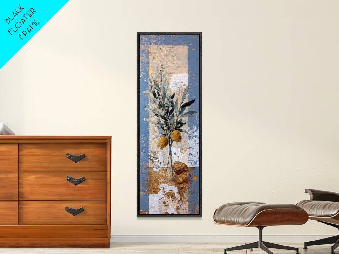 Mediterranean Arch Framing Blue Sea Framed Canvas Print, Italian Villa Art, Gallery Wall Set, Living Room Decor, Villa, IVA-1x3-20