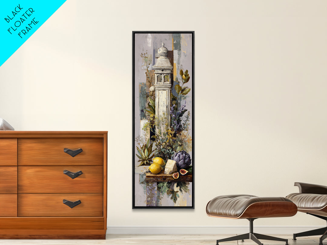 Figs and Cheese on Rustic Wooden Board Canvas Print, Italian Villa Art, Landscape Art, Living Room Decor, Watercolor Art, Villa, IVA-1x3-21