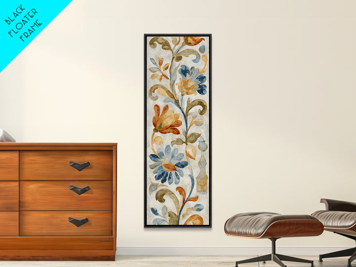 Florentine Floral Ornament Pattern Canvas Print, Italian Villa Art, Coastal Wall Art, Living Room Decor, Oil Painting, Villa, IVA-1x3-22