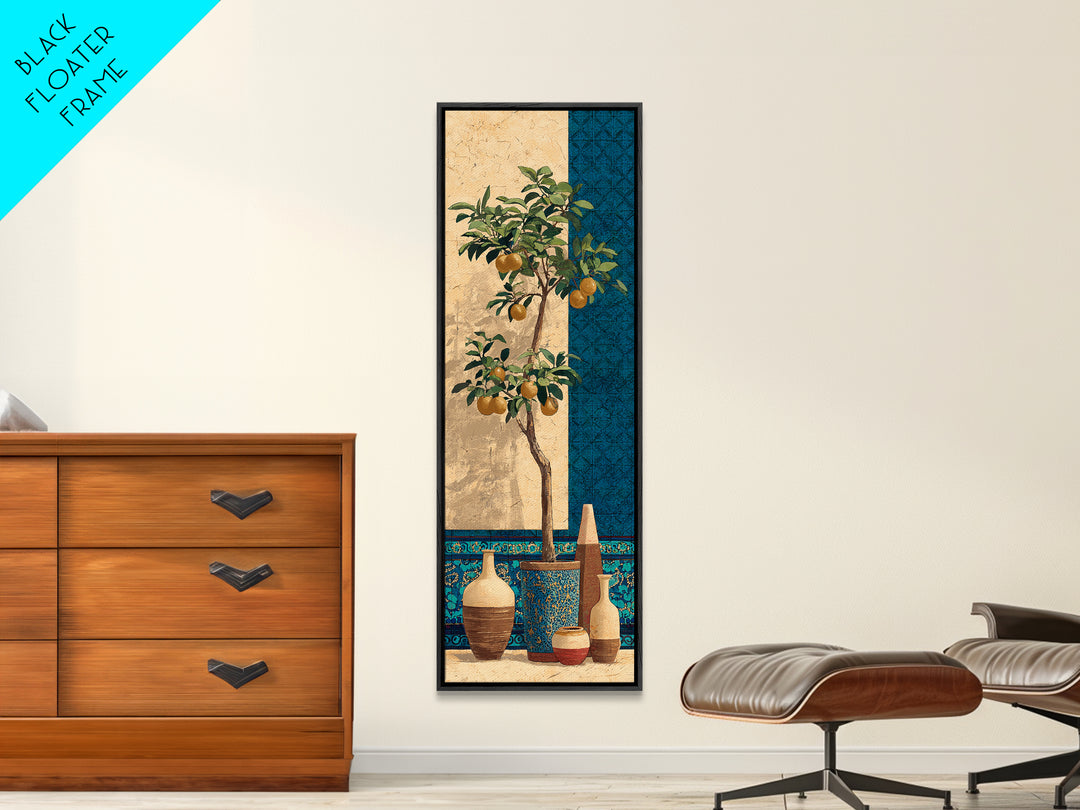 Orange Tree in a Courtyard Planter Canvas Print, Italian Villa Art, Coastal Decor, Living Room Decor, Fine Art, Villa, IVA-1x3-26