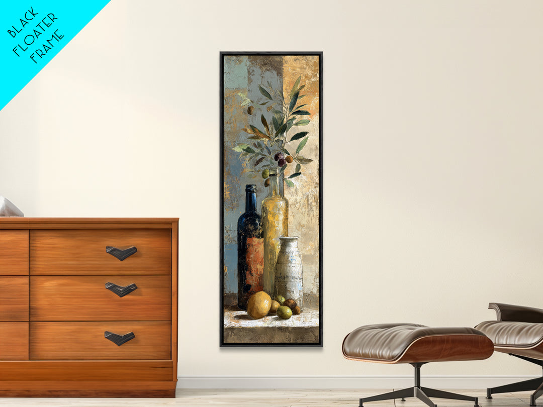 White Wine and Olives Still Life Canvas Print, Italian Villa Art, Neutral Wall Art, Living Room Decor, Fine Art, Villa, IVA-1x3-28