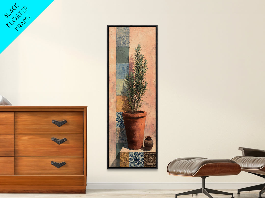 Terra Cotta Pot Framed Canvas Print, Italian Villa Art, Farmhouse Wall Art, Living Room Decor, Watercolor Art, Villa, IVA-1x3-34