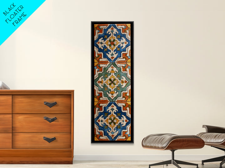 Italian Tile Pattern Framed Canvas Print, Italian Villa Art, Digital Download Art, Living Room Decor, Fine Art, Villa, IVA-1x3-53