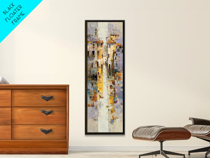 Venetian Canal Reflection Without City Crowd Canvas Print, Italian Villa Art, Textured Painting, Living Room Decor, Villa, IVA-1x3-80