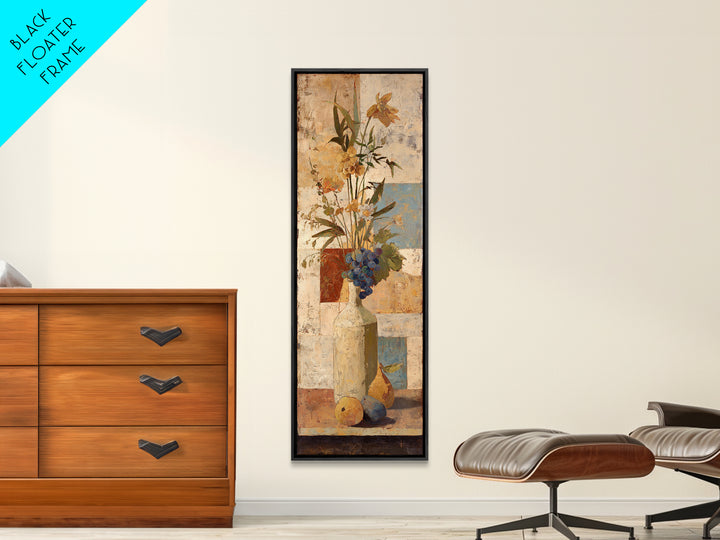 Grapevine and Wine Still Life on Linen Framed Canvas Print, Italian Villa Art, Digital Wall Art, Living Room Decor, Villa, IVA-1x3-91