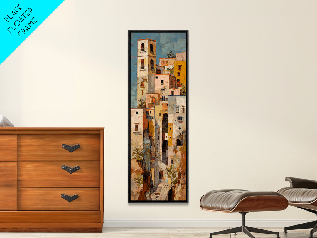 Amalfi Coast Cliffs Canvas Print, Italian Villa Art, Coastal Wall Art, Living Room Decor, Oil Painting, Villa, IVA-1x3-97