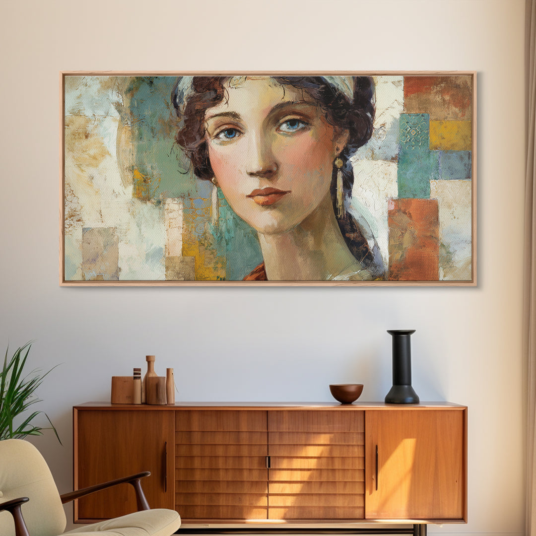 Renaissance Inspired Portrait with Modern Softness Canvas Print, Italian Villa Art, Landscape Print, Living Room Decor, Villa, IVA-2x1-14
