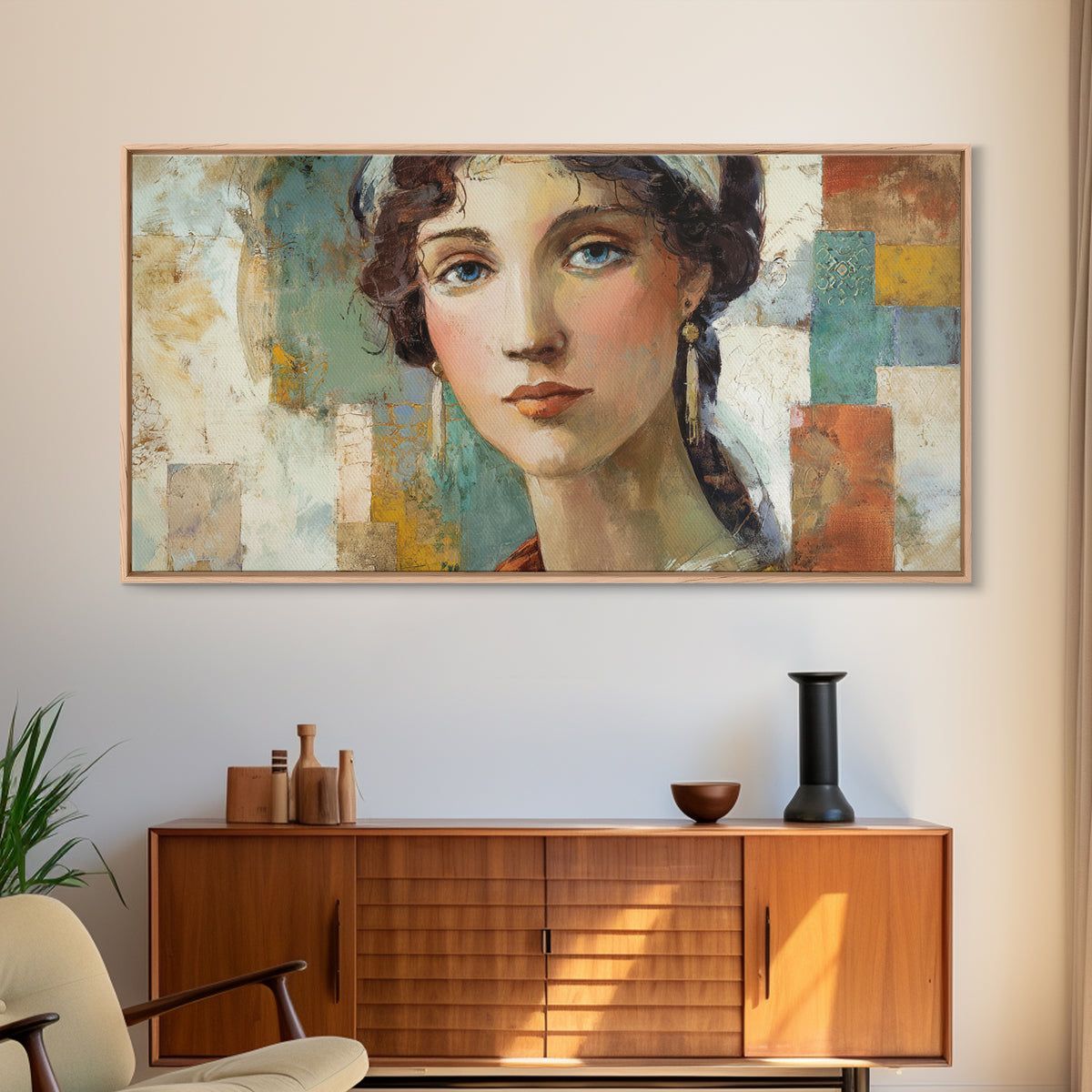 Renaissance Inspired Portrait with Modern Softness Canvas Print, Italian Villa Art, Landscape Print, Living Room Decor, Villa, IVA-2x1-14