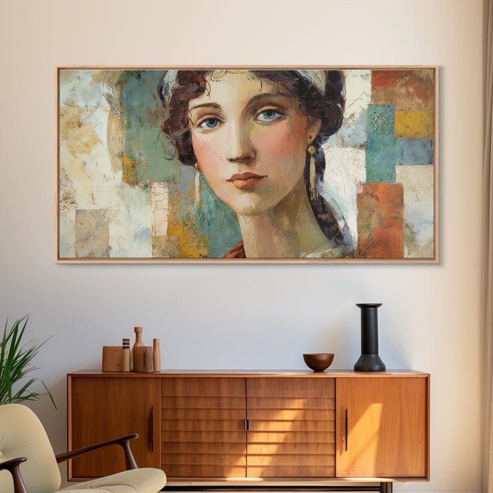 Renaissance Inspired Portrait with Modern Softness Canvas Print, Italian Villa Art, Landscape Print, Living Room Decor, Villa, IVA-2x1-14