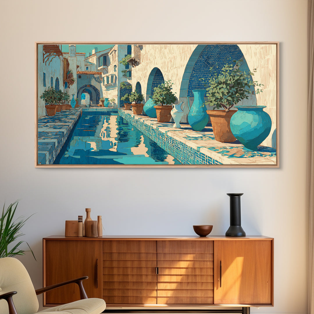 Venetian Canal Reflection Without City Crowd Framed Canvas Print, Italian Villa Art, Neutral Decor, Living Room Decor, Villa, IVA-2x1-16