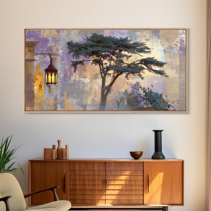 Cypress Silhouette at Sunset Canvas Print, Italian Villa Art, Gallery Decor, Living Room Decor, Villa, Minimalist Decor, IVA-2x1-17