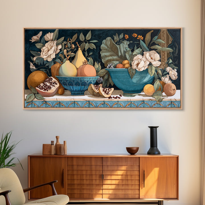 Marble Fruit Still Life Framed Canvas Print, Italian Villa Art, Gallery Wall Set, Living Room Decor, Fine Art, Villa, IVA-2x1-19