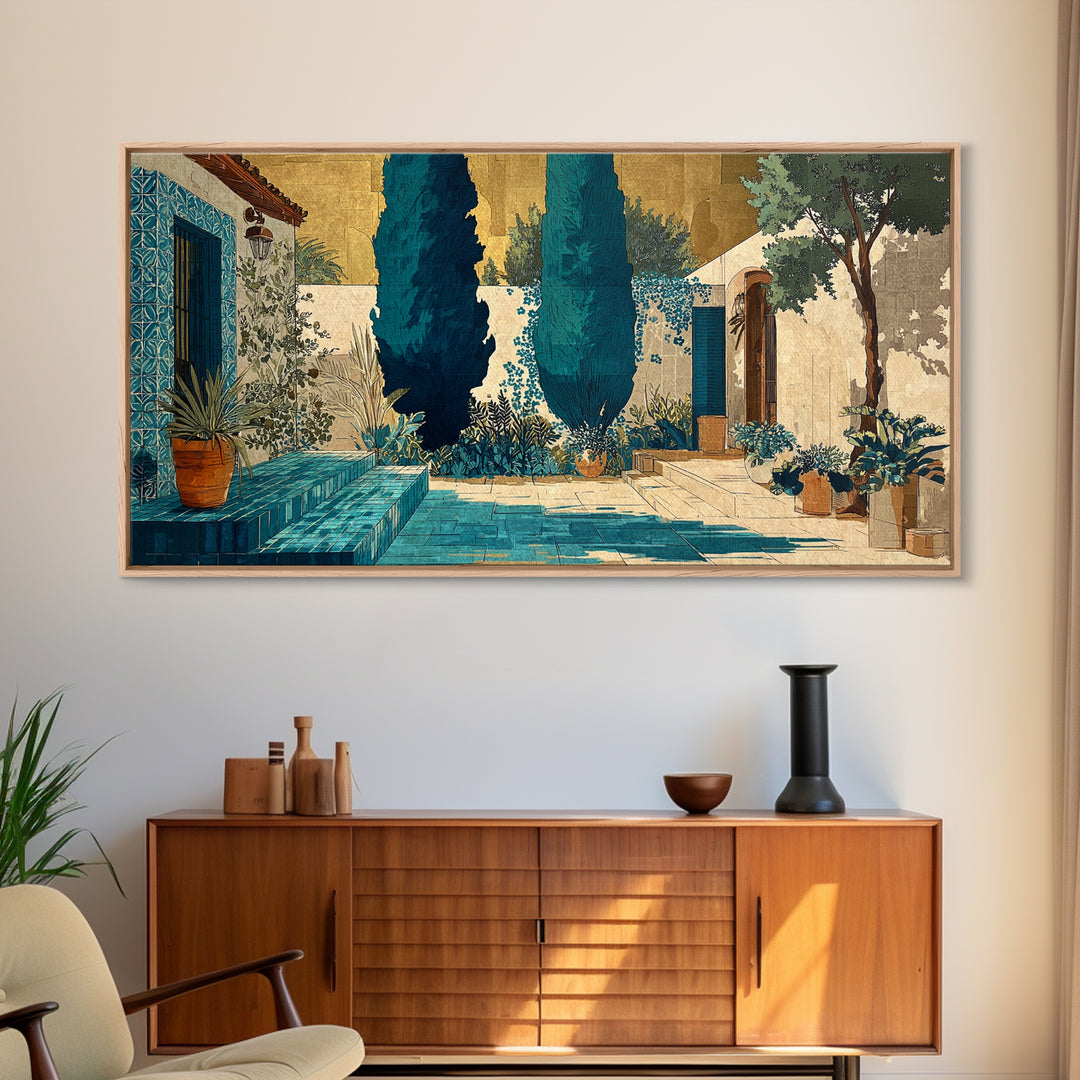 Cypress Silhouette at Sunset Canvas Print, Italian Villa Art, Gallery Decor, Living Room Decor, Villa, Minimalist Decor, IVA-2x1-41