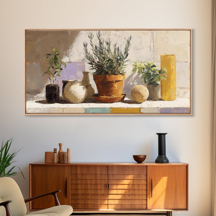 Terra Cotta Pot Framed Canvas Print, Italian Villa Art, Digital Art Print, Living Room Decor, Fine Art, Villa, Luxury Decor, IVA-2x1-42