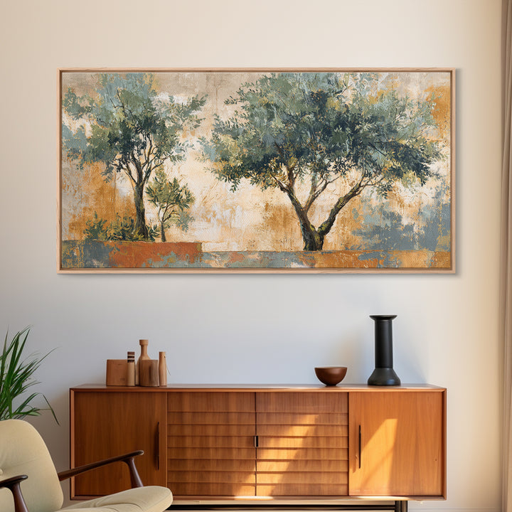 Olive Grove Path Canvas Print, Italian Villa Art, Framed Wall Art, Living Room Decor, Oil Painting, Villa, Colorful Wall Art, IVA-2x1-47
