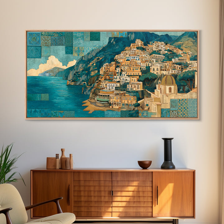 Amalfi Coast Cliffs Canvas Print, Italian Villa Art, Fine Art Print, Living Room Decor, Fine Art, Villa, Original Painting, IVA-2x1-57