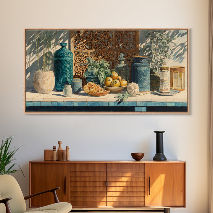 Pasta Herbs and Tomatoes Still Life Canvas Print, Italian Villa Art, Living Room Wall Art, Living Room Decor, Fine Art, Villa, IVA-2x1-63