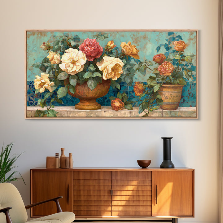 Italian Villa Garden Urn Canvas Print, Italian Villa Art, Art Print, Living Room Decor, Watercolor Art, Villa, Printable Art, IVA-2x1-98