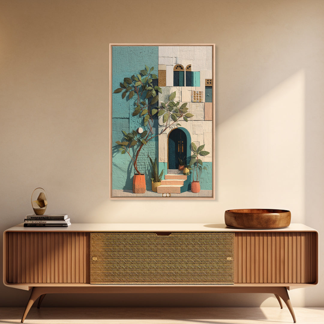 Figs and Cheese on Rustic Wooden Board Framed Canvas Print, Italian Villa Art, Modern Decor, Living Room Decor, Abstract Art, IVA-2x3-17