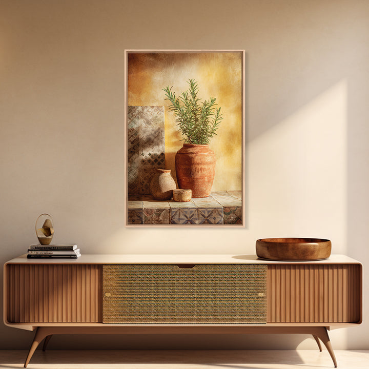Terra Cotta Pot Framed Canvas Print, Italian Villa Art, Digital Art Print, Living Room Decor, Fine Art, Villa, Luxury Decor, IVA-2x3-30