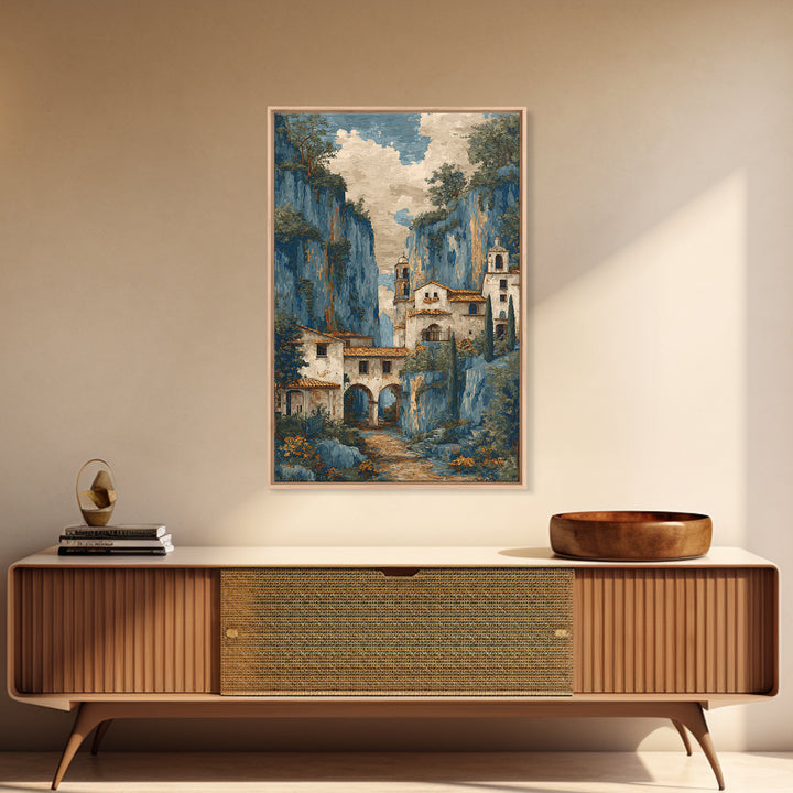 Amalfi Coast Cliffs Canvas Print, Italian Villa Art, Fine Art Print, Living Room Decor, Fine Art, Villa, Original Painting, IVA-2x3-45