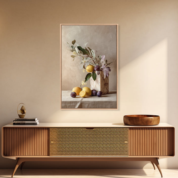 Marble Fruit Still Life Framed Canvas Print, Italian Villa Art, Digital Download Art, Living Room Decor, Fine Art, Villa, IVA-2x3-55