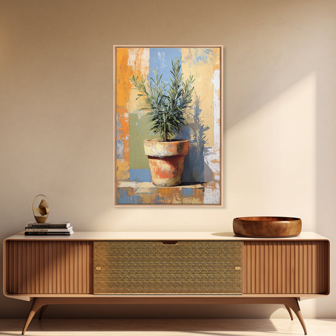 Terra Cotta Pot Framed Canvas Print, Italian Villa Art, Digital Art Print, Living Room Decor, Fine Art, Villa, Luxury Decor, IVA-2x3-6