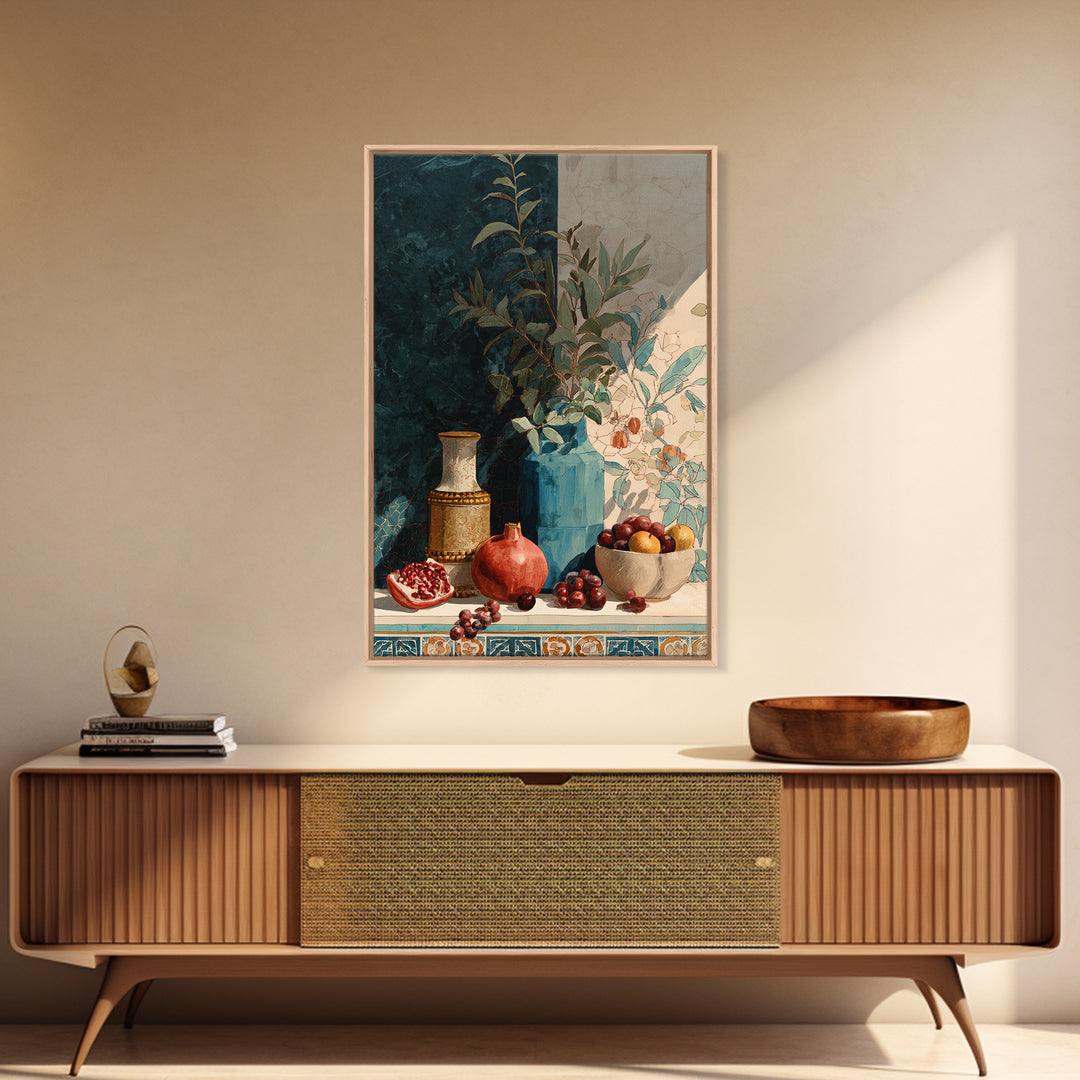 Marble Fruit Still Life Canvas Print, Italian Villa Art, Original Painting, Living Room Decor, Villa, Landscape Painting, IVA-2x3-7
