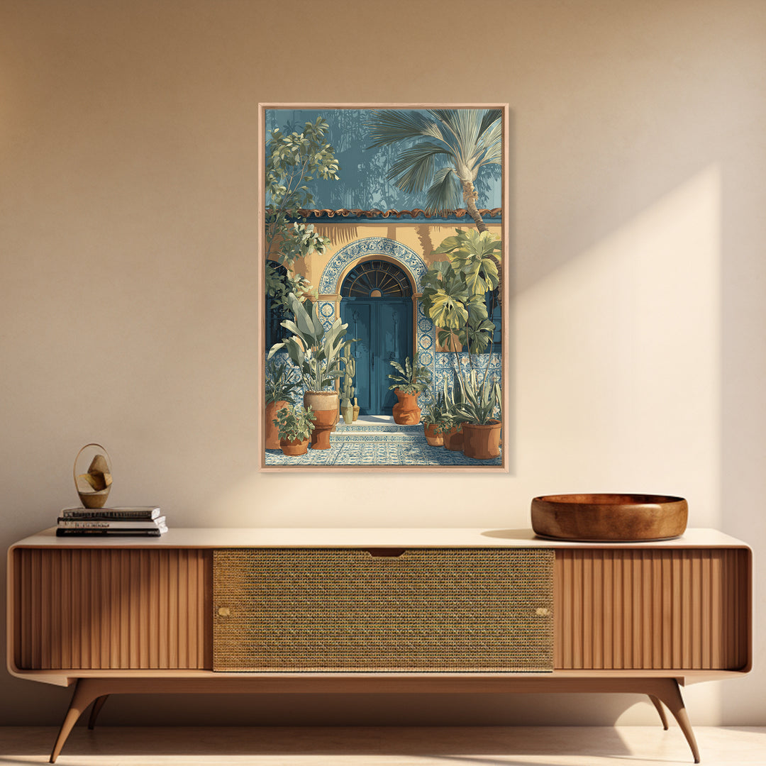 Italian Tile Pattern Framed Canvas Print, Italian Villa Art, Textured Painting, Living Room Decor, Villa, Living Room Wall Art, IVA-2x3-73