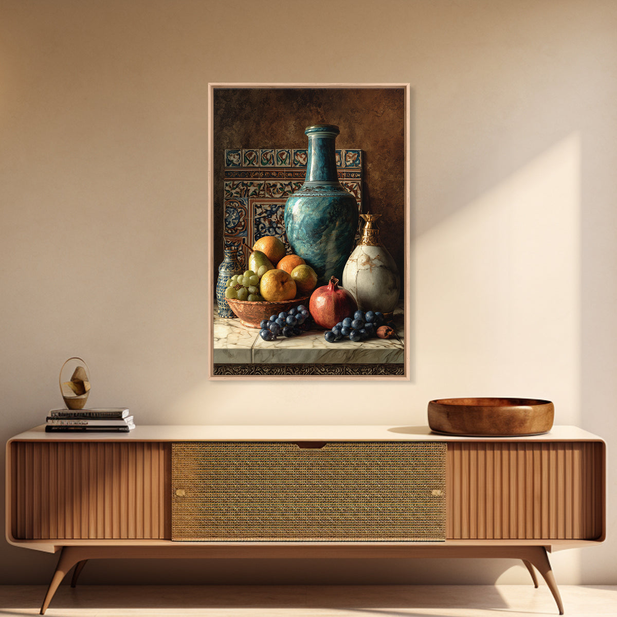 Marble Fruit Still Life Canvas Print, Italian Villa Art, Rustic Home Decor, Living Room Decor, Fine Art, Villa, Boho Decor, IVA-2x3-79