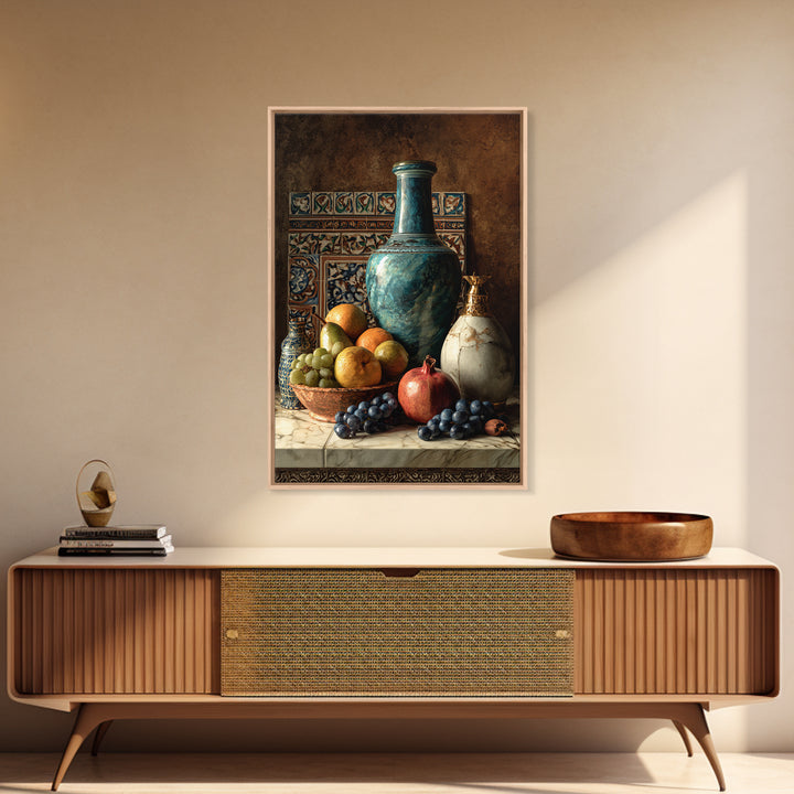 Marble Fruit Still Life Canvas Print, Italian Villa Art, Rustic Home Decor, Living Room Decor, Fine Art, Villa, Boho Decor, IVA-2x3-79