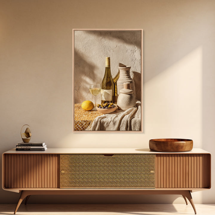 White Wine and Olives Still Life Canvas Print, Italian Villa Art, Fine Art Print, Living Room Decor, Fine Art, Villa, IVA-2x3-96