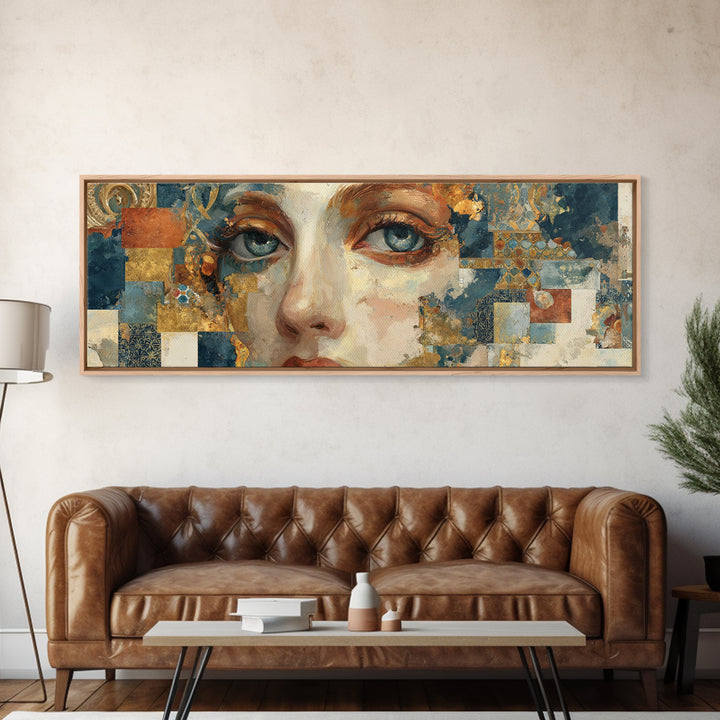 Renaissance Inspired Portrait with Modern Softness Canvas Print, Italian Villa Art, Boho Decor, Living Room Decor, Villa, IVA-3x1-10