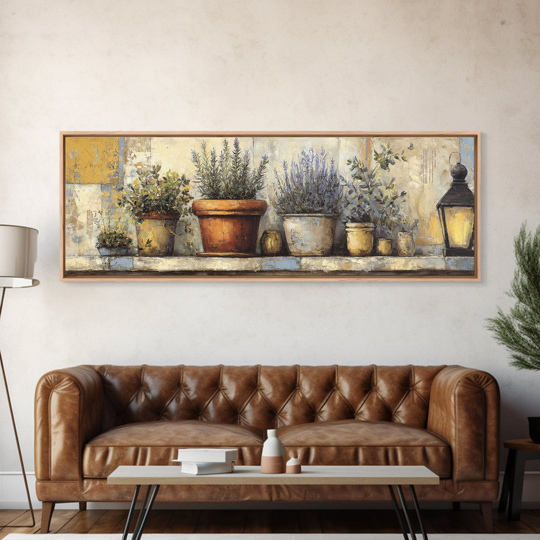 Terra Cotta Pot Canvas Print, Italian Villa Art, Living Room Art, Living Room Decor, Villa, Neutral Decor, Modern Decor, IVA-3x1-14