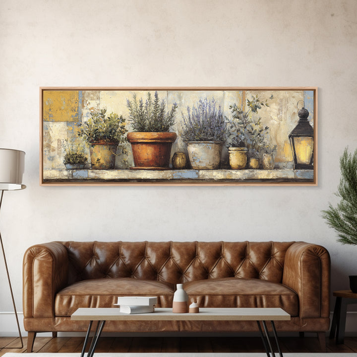Terra Cotta Pot Canvas Print, Italian Villa Art, Living Room Art, Living Room Decor, Villa, Neutral Decor, Modern Decor, IVA-3x1-14