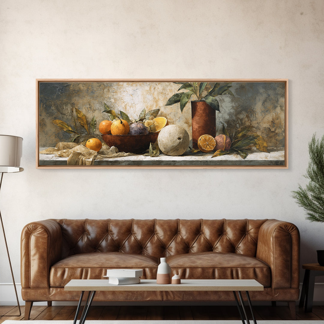 Marble Fruit Still Life Framed Canvas Print, Italian Villa Art, Gallery Wall Set, Living Room Decor, Fine Art, Villa, IVA-3x1-15